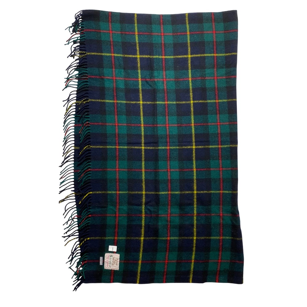Highland Home Industries Wool Throw or Blanket Green Macleod Tartan Fringe 52x60